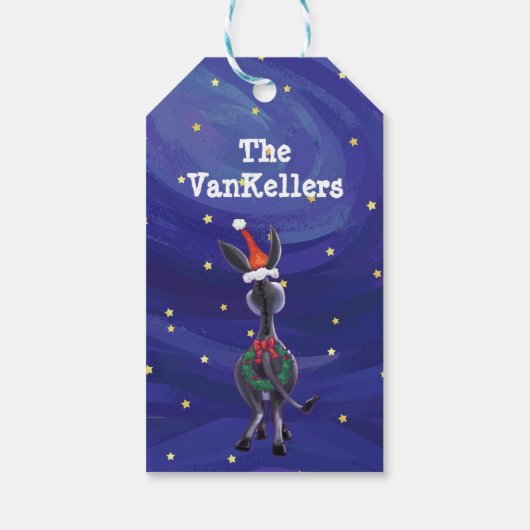 Donkey Kerstmis Cadeaulabel (Achterkant)