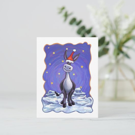 Donkey Kerstmis Feestdagenkaart (Staand voorkant)