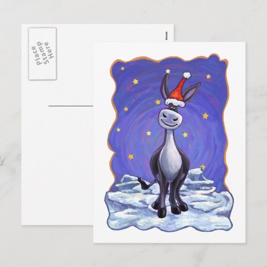 Donkey Kerstmis Feestdagenkaart (Voorkant / Achterkant)