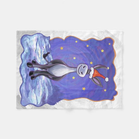 Donkey Kerstmis Fleece Deken (Voorkant (Horizontaal))