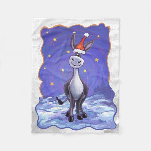 Donkey Kerstmis Fleece Deken (Voorkant)