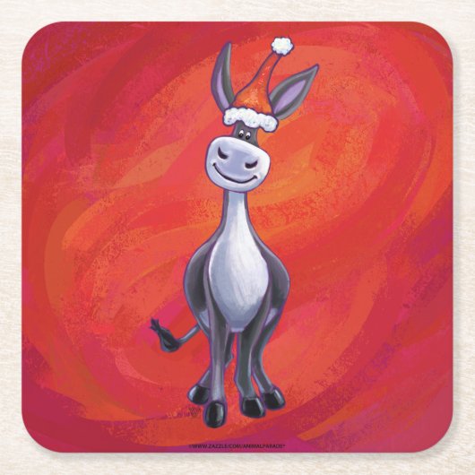 Donkey Kerstmis Kartonnen Onderzetters (Voorkant)