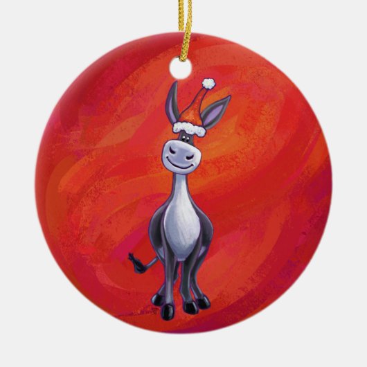 Donkey Kerstmis Keramisch Ornament (Voorkant)