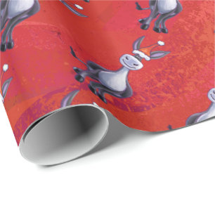 Donkey Kerstmis op groen Cadeaupapier