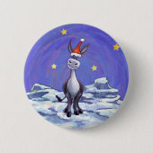 Donkey Kerstmis Ronde Button 5,7 Cm (Voorkant)