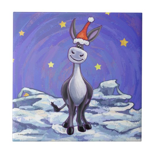Donkey Kerstmis Tegeltje (Voorkant)
