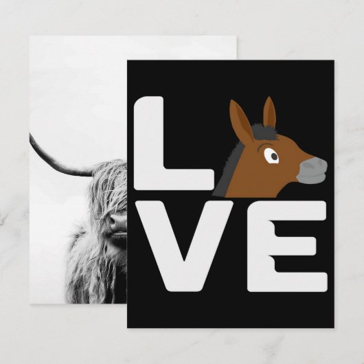 Donkey Love Donkeys Lover Kaart (Voorkant / Achterkant)