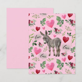 Donkey Love Valentine’s Day Card in Pink Notitiekaartje