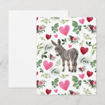 Donkey Love Valentine’s Day Card in White