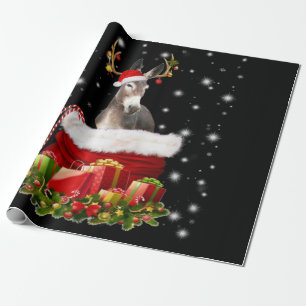 Donkey Lover Gift  Happy Donkey Merry Kerstmis Cadeaupapier