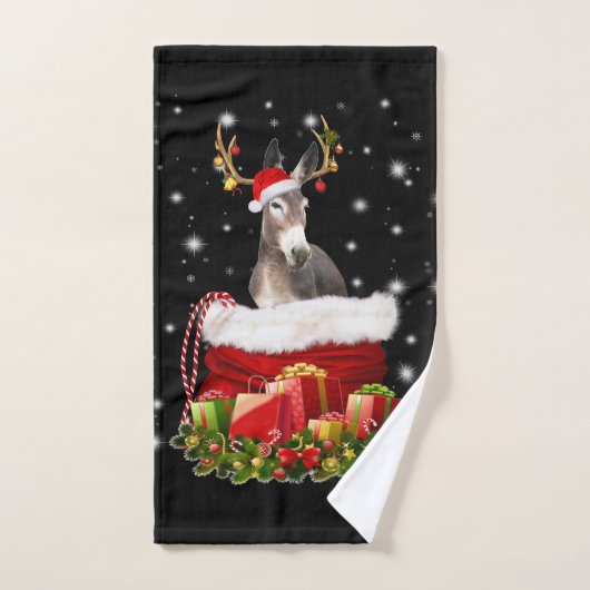 Donkey Lover Gift| Happy Donkey Merry Kerstmis Handdoek (Handdoek)