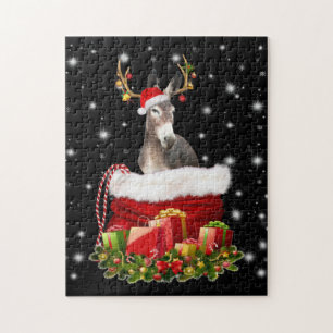 Donkey Lover Gift  Happy Donkey Merry Kerstmis Legpuzzel