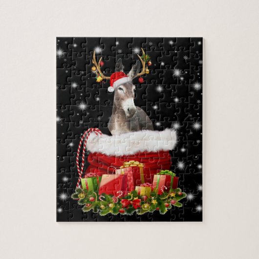 Donkey Lover Gift| Happy Donkey Merry Kerstmis Legpuzzel (Verticaal)