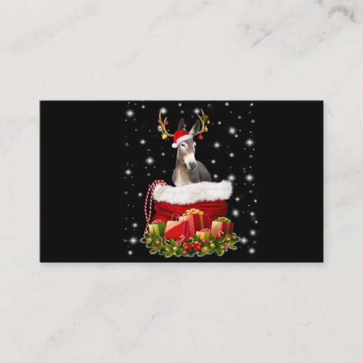 Donkey Lover Gift| Happy Donkey Merry Kerstmis Visitekaartje (Voorkant)