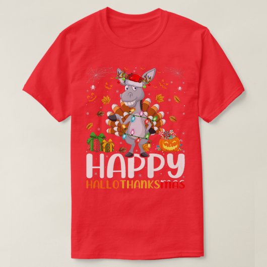 Donkey Lover Halloween Happy Kerstfeest T-shirt (Design voorkant)