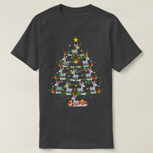 Donkey Lover Xmas Lights Donkey Christmas Tree  T-shirt (Design voorkant)