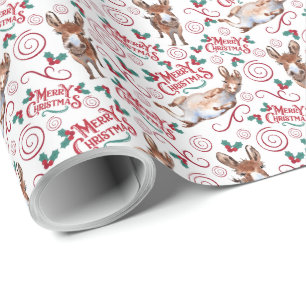 Donkey Merry Christmas Wrapping Paper Cadeaupapier