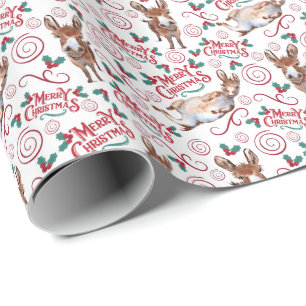 Donkey Merry Christmas Wrapping Paper Cadeaupapier