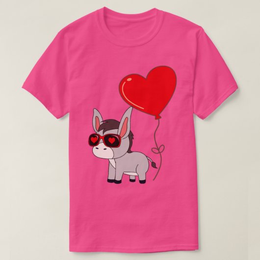 Donkey met hartenballon Valentijnsdag Love Boys T-shirt (Design voorkant)