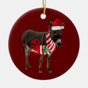 Donkey met Pet kerst met schacht Keramisch Ornament