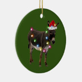 Donkey met Petten kerstmis Keramisch Ornament (Rechts)