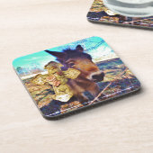 Donkey met Roos Cross Bier Onderzetter (Linkerzijde)