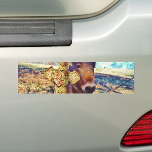 Donkey met Roos Cross Bumpersticker (Op auto)