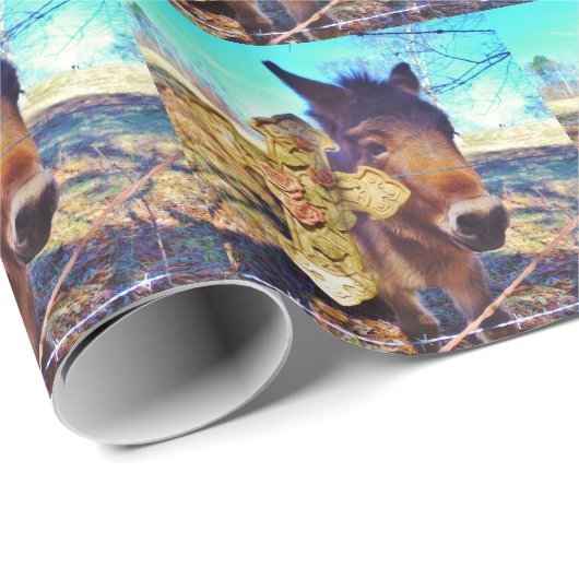 Donkey met Roos Cross Cadeaupapier (Rol Hoek)