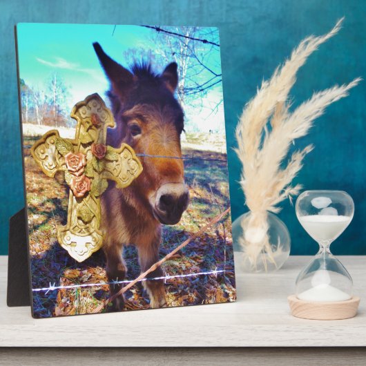 Donkey met Roos Cross Fotoplaat (Zijkant)