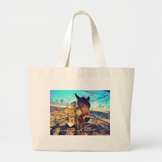 Donkey met Roos Cross Grote Tote Bag (Voorkant)