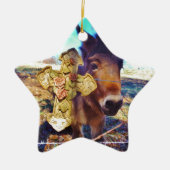 Donkey met Roos Cross Keramisch Ornament (Voorkant)