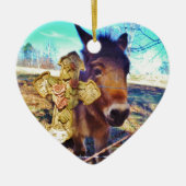 Donkey met Roos Cross Keramisch Ornament (Voorkant)