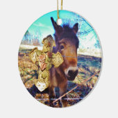 Donkey met Roos Cross Keramisch Ornament (Links)