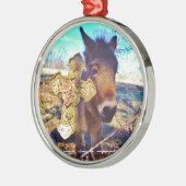 Donkey met Roos Cross Metalen Ornament (Links)