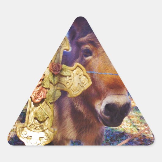 Donkey met Roos Cross Sticker (Voorkant)