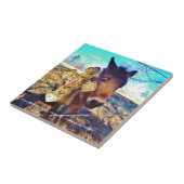 Donkey met Roos Cross Tegeltje (Zijkant)