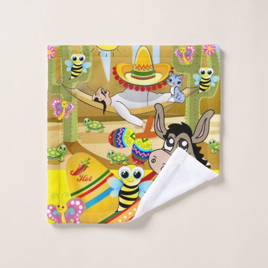 Donkey Mexicaanse Man Sombrero Bathroom-handdoekse Bad Handdoek (Wasdoekje)