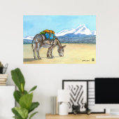 Donkey op High Plateau, Zuid-Amerika Poster (Thuiskantoor)