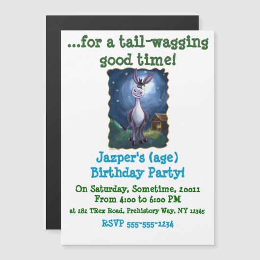 Donkey Party Center Magnetische Uitnodiging (Voorkant / Achterkant)