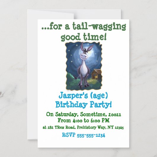 Donkey Party Center Magnetische Uitnodiging (Voorkant)