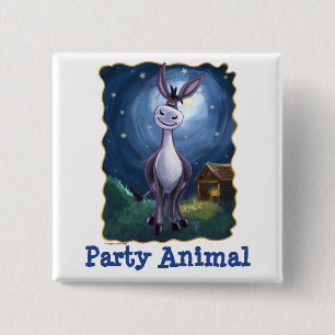 Donkey Party Center Vierkante Button 5,1 Cm