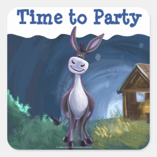 Donkey Party Center Vierkante Sticker