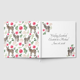 Donkey Pink Floral Rustic Wedding Gastenboek