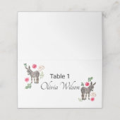 Donkey Pink Floral Rustic Wedding Plaatskaartje (Buitenkant ongevouwen)