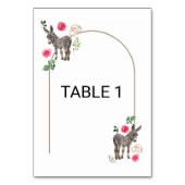 Donkey Pink Floral Wedding Table Number Card Kaart (Achterkant)