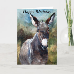 Donkey Portrait Birthday Card Kaart