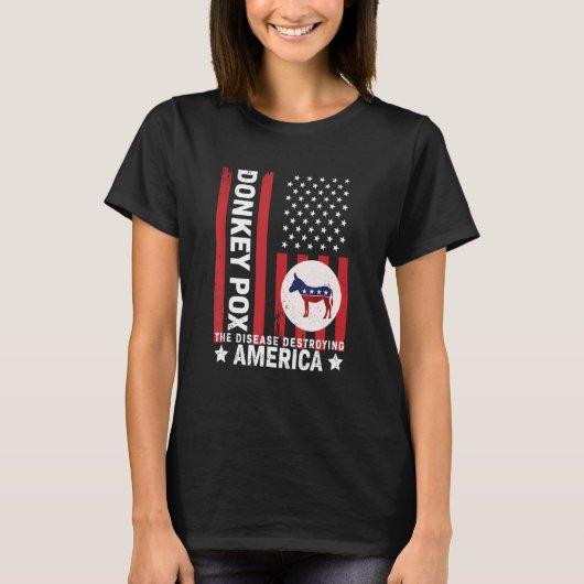 Donkey Pox Disease Distressed USA Flag Destroying T-shirt (Voorkant)