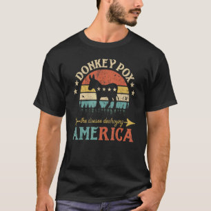 Donkey Pox the Disease vernietigt Amerika VS vlag T-shirt