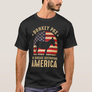 Donkey Pox the Disease vernietigt Amerikaanse vlag T-shirt