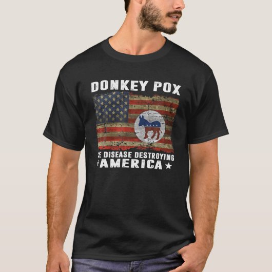  Donkey Pox vernietigt Amerika Funny Anti J T-shirt (Voorkant)